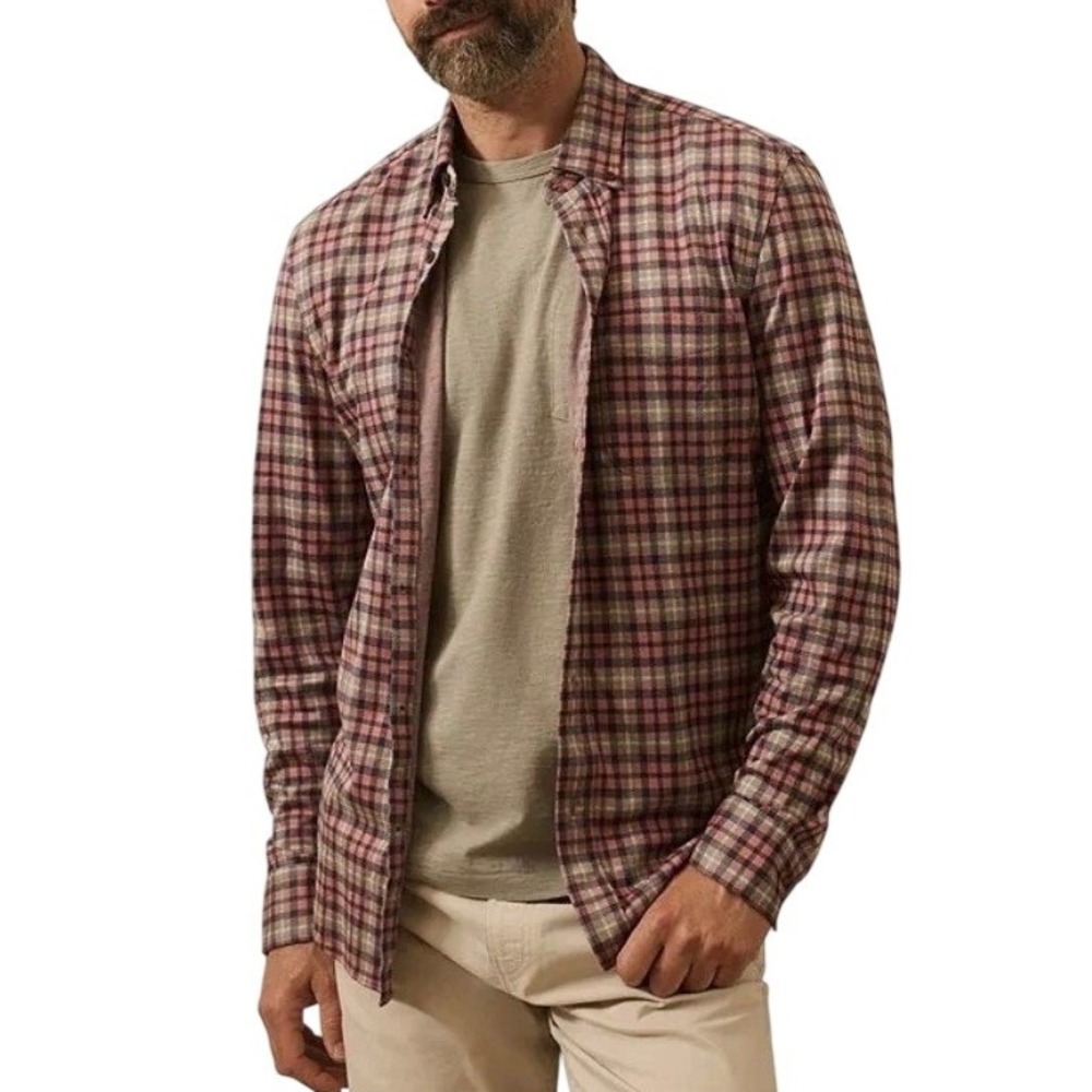 Faherty Mens 3XL Coastline Knit Woven Redstone Forest Plaid Button Down Shirt
